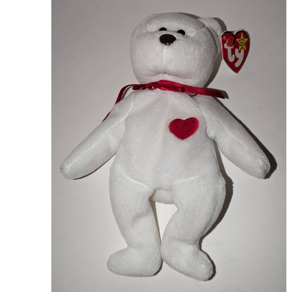 Vintage Ty Beanie Babies Valentino the Bear Style 4058 New Mint PVC Pellets - Picture 2 of 6